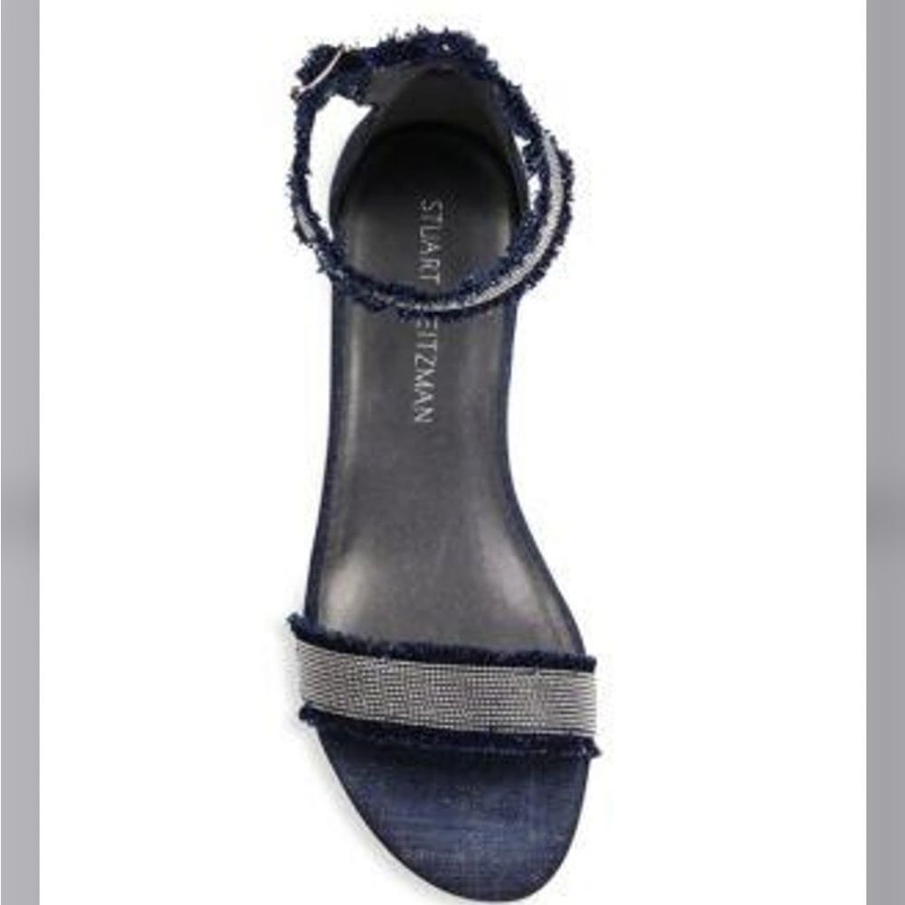 Stuart Weitzman Denim Block Heel Sandals 6.5 - Picture 3 of 12